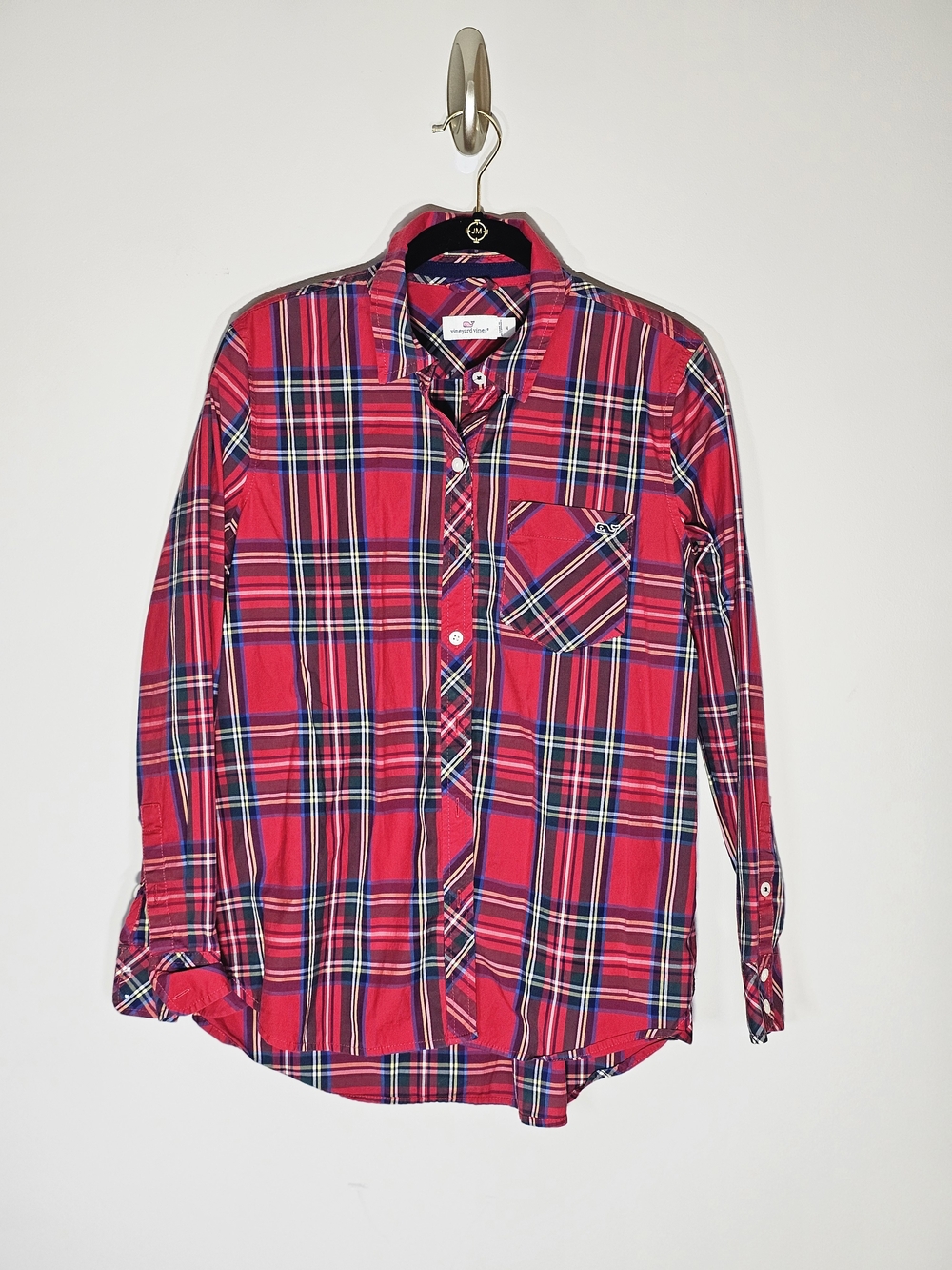 Vineyard Vines Women's Red Plaid Button-Down Shirt